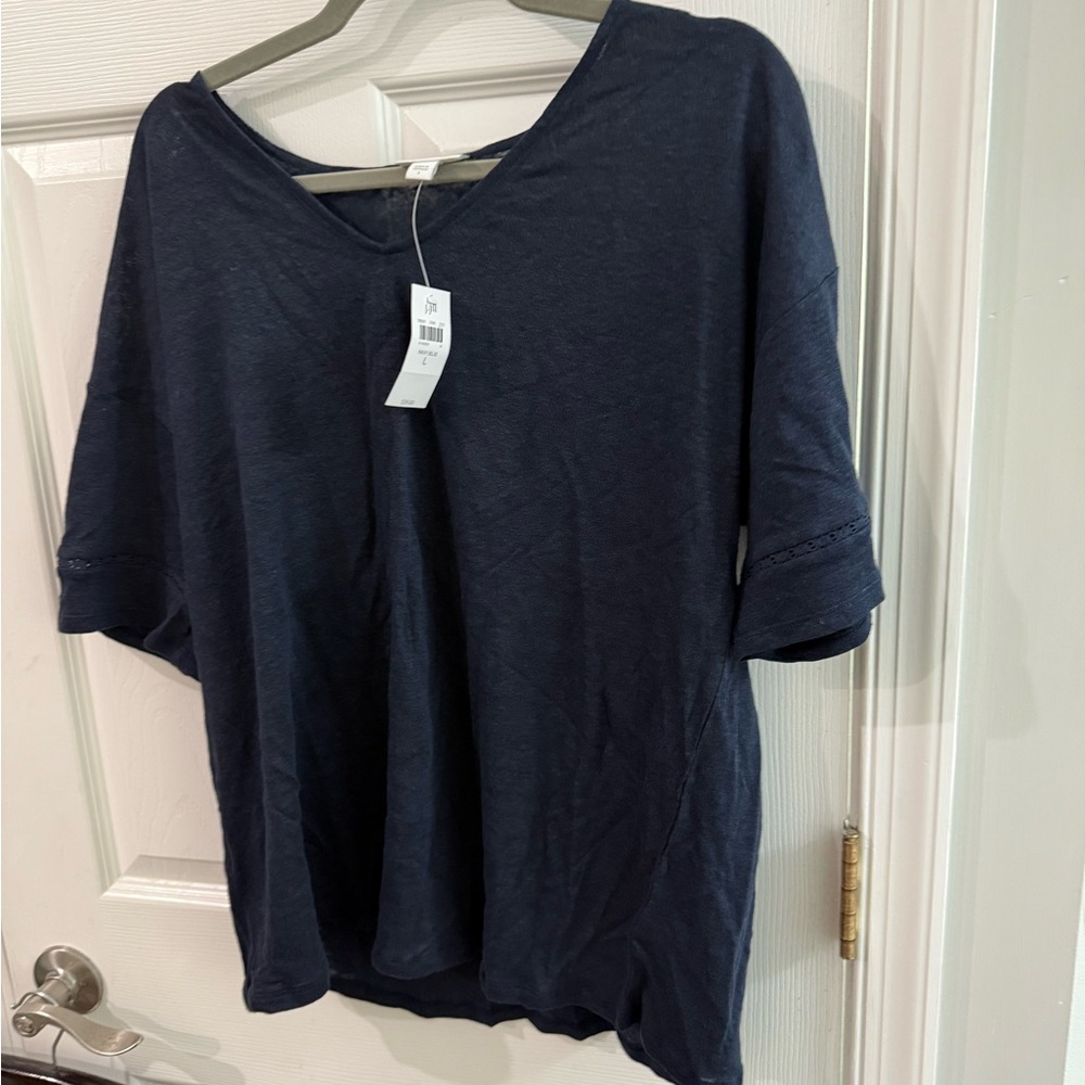 J. Jill Navy Short Sleeve Tee